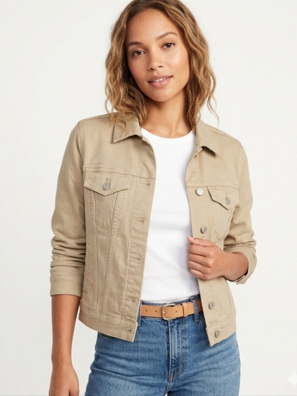 Old Navy Tan Denim Jacket - Lightweight Casual Trucker